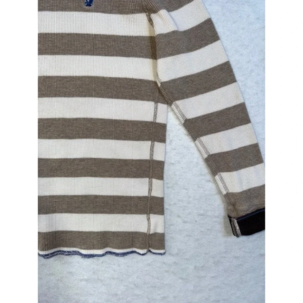 Vintage Y2K‎ Grunge Preppy Hollister Shirt Long Sleeve LRG Waffle Striped Brown